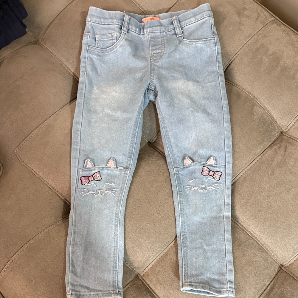 dELiA*s Light Blue Jeans with Cat Embroidery
